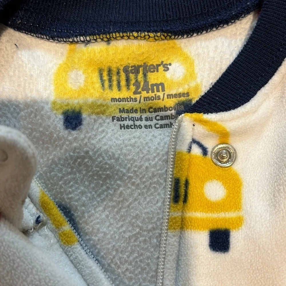 24 Months baby Carter’s Footie sleeper- pajamas- warm for winter- Cars- zipper